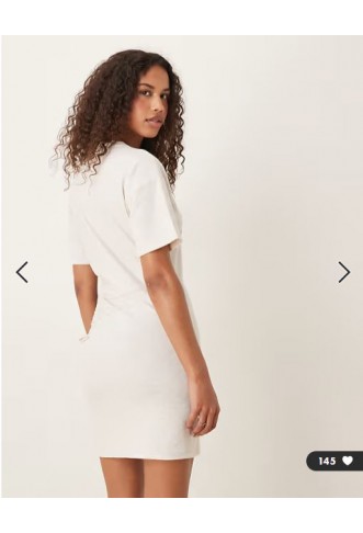 ASOS DESIGN linen look cut out side midi dress in stone