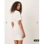 ASOS DESIGN linen look cut out side midi dress in stone