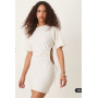 ASOS DESIGN linen look cut out side midi dress in stone