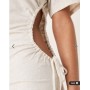 ASOS DESIGN linen look cut out side midi dress in stone