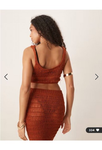 ASOS DESIGN knitted beach crop top in rust