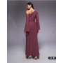 ASOS DESIGN off shoulder wide sleeve draped maxi dress in dusty rose