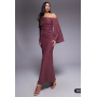 ASOS DESIGN off shoulder wide sleeve draped maxi dress in dusty rose