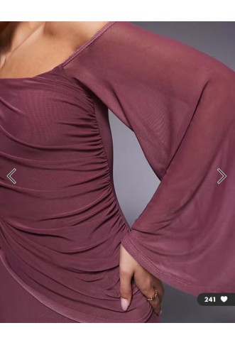 ASOS DESIGN off shoulder wide sleeve draped maxi dress in dusty rose