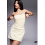 Fashionkilla exclusive cotton bandeau ruched waist mini dress in yellow