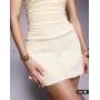 Fashionkilla exclusive cotton bandeau ruched waist mini dress in yellow