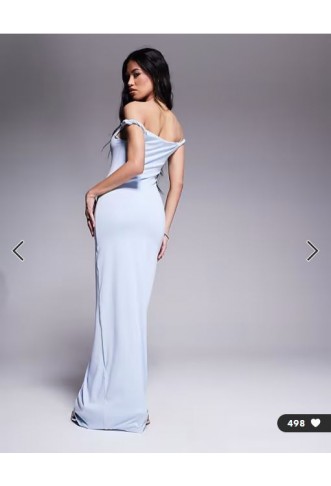 Aria Cove double layered slinky twist strap detail maxi dress in blue