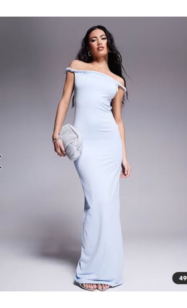 Aria Cove double layered slinky twist strap detail maxi dress in blue