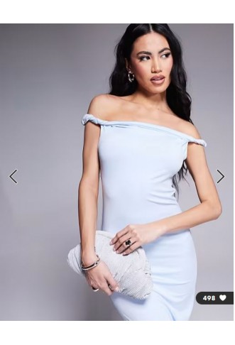 Aria Cove double layered slinky twist strap detail maxi dress in blue