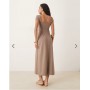 ASOS DESIGN cap sleeve midi tea dress in mocha