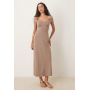 ASOS DESIGN cap sleeve midi tea dress in mocha