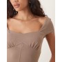ASOS DESIGN cap sleeve midi tea dress in mocha