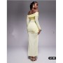 Missyempire mesh insert bardot maxi dress in yellow