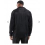 ASOS DESIGN deep revere satin shirt with heart embellishment in black