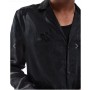 ASOS DESIGN deep revere satin shirt with heart embellishment in black