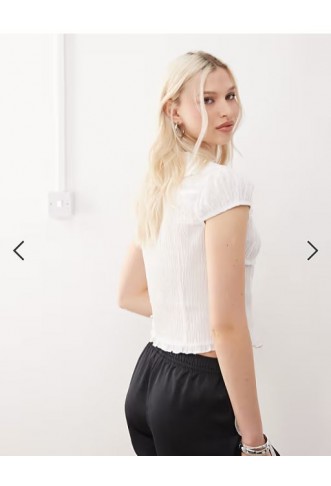 COLLUSION textured shirt top in white