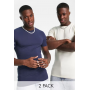 ASOS Design 2 pack muscle fit t-shirt in navy and cream