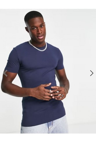 ASOS Design 2 pack muscle fit t-shirt in navy and cream