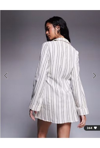 ASOS DESIGN tie front beach shirt dress in neutral stripe