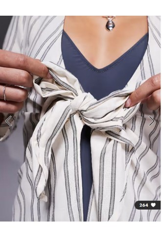ASOS DESIGN tie front beach shirt dress in neutral stripe