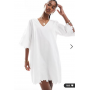 Object floral embroidered cutwork mini dress in white