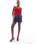 ASOS DESIGN tie front milkmaid top in red