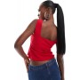 ASOS DESIGN tie front milkmaid top in red
