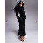 ASOS DESIGN super scoop midi dress with flute sleeves in black