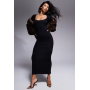 ASOS DESIGN super scoop midi dress with flute sleeves in black