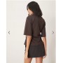 ASOS DESIGN oversized t shirt with tie detail in brown