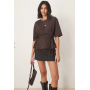 ASOS DESIGN oversized t shirt with tie detail in brown