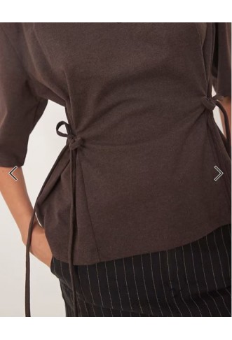 ASOS DESIGN oversized t shirt with tie detail in brown