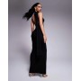 Women’s ASOS DESIGN asymmetric scoop neck maxi dress with draped scarf detail in black