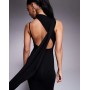 Women’s ASOS DESIGN asymmetric scoop neck maxi dress with draped scarf detail in black