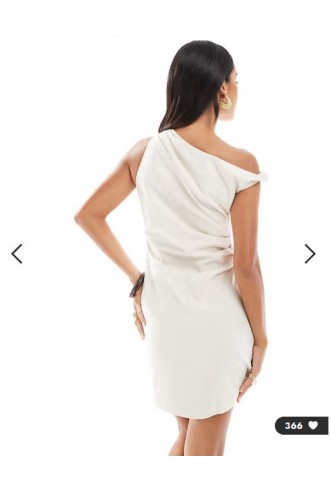 4th & Reckless linen blend drape off shoulder mini dress in cream
