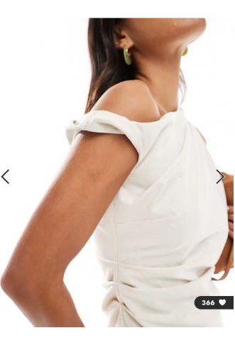 4th & Reckless linen blend drape off shoulder mini dress in cream