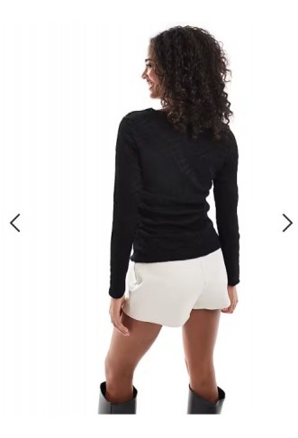 Vila 3D textured long sleeve top in black
