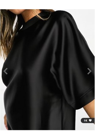 ASOS DESIGN satin oversized mini tshirt dress in black