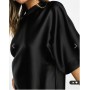 ASOS DESIGN satin oversized mini tshirt dress in black