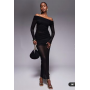 Missyempire mesh insert bardot maxi dress in black