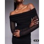 Missyempire mesh insert bardot maxi dress in black