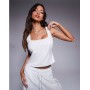 ASOS DESIGN tie waist contrast stitching co-ord trouser in white