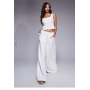 ASOS DESIGN tie waist contrast stitching co-ord trouser in white
