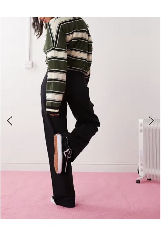 Vans arroyo wide leg cargo trousers in black