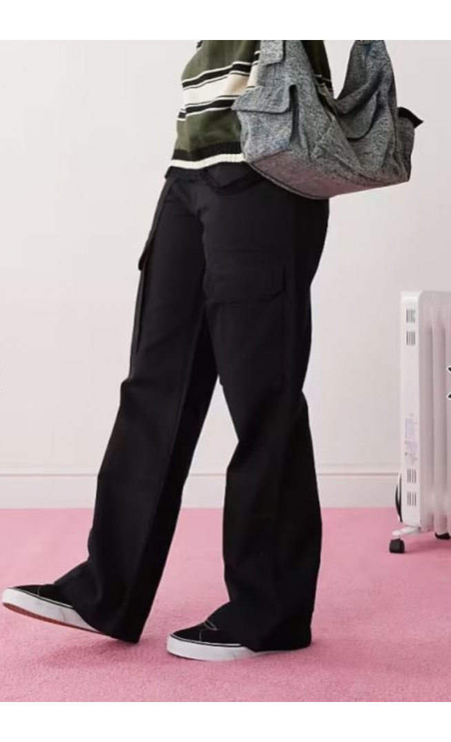 Vans arroyo wide leg cargo trousers in black