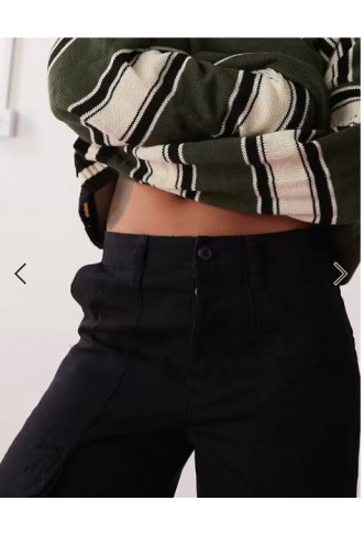 Vans arroyo wide leg cargo trousers in black