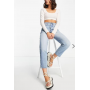 Stradivarius mom fit vintage jean in medium bleach blue