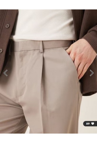ASOS DESIGN smart oversized tapered trousers with front pleats in dark stone