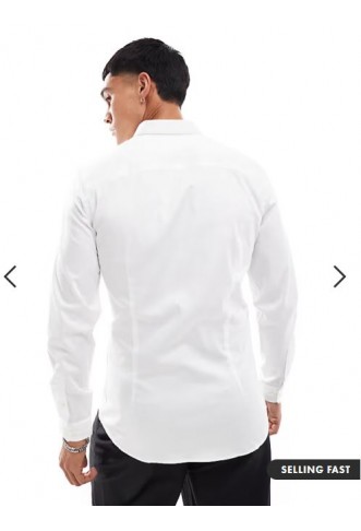 Jack & Jones Premium super slim fit stretch smart shirt in white