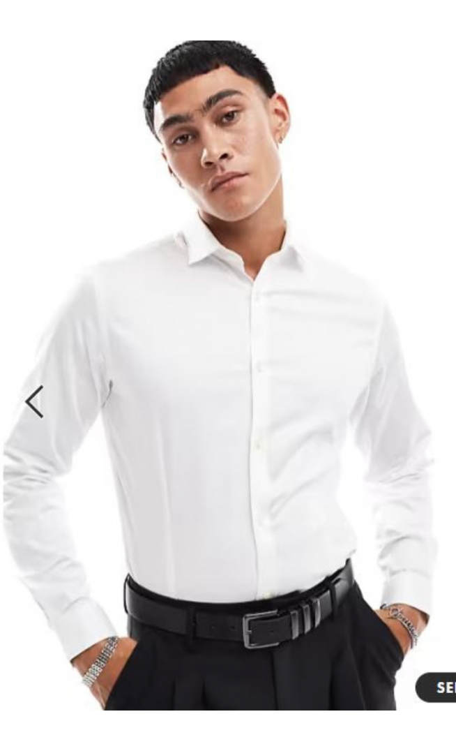 Jack & Jones Premium super slim fit stretch smart shirt in white